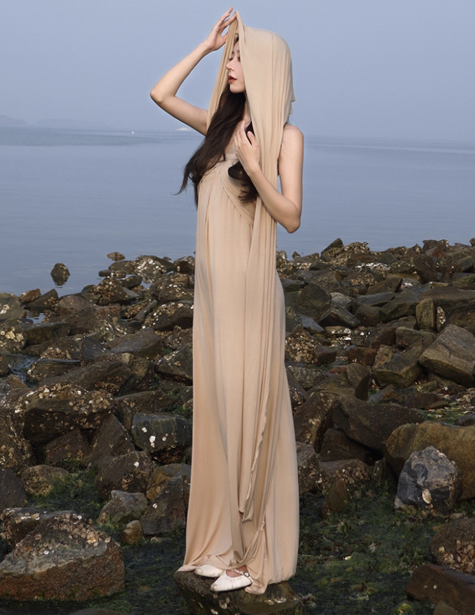 Alluring Soft Fabric Divine Strapless Maxi Dress Stunning Natural Draped Simple Design Long Dress AP1361