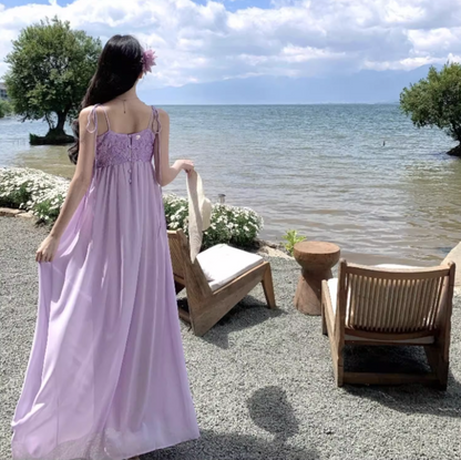 Exquisite Ruched Bustier Flowy Maxi Dress Elegant Nature Shoots Loose Style Long Dress AP1398