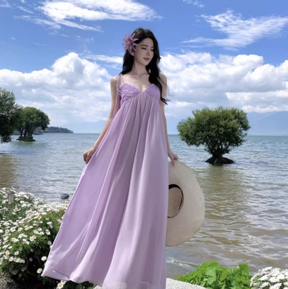 Exquisite Ruched Bustier Flowy Maxi Dress Elegant Nature Shoots Loose Style Long Dress AP1398