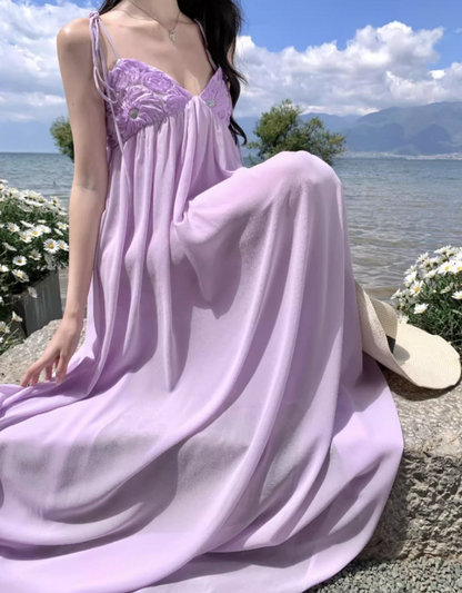 Exquisite Ruched Bustier Flowy Maxi Dress Elegant Nature Shoots Loose Style Long Dress AP1398