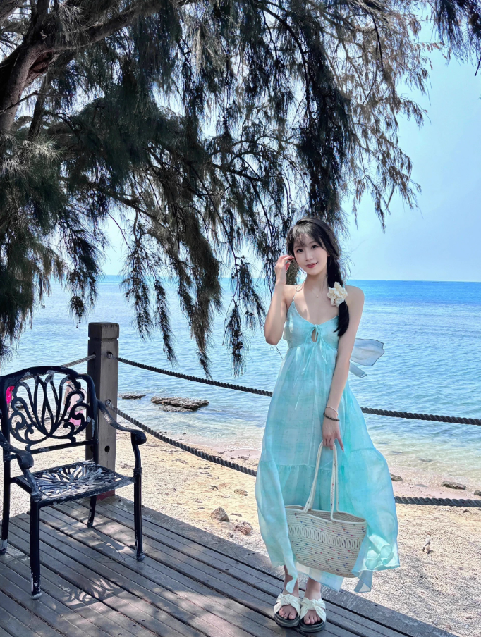 New Stylish Mint Green Loose Fit Maxi Dress Beach Vacays Backless Halter Long Dress AP1410