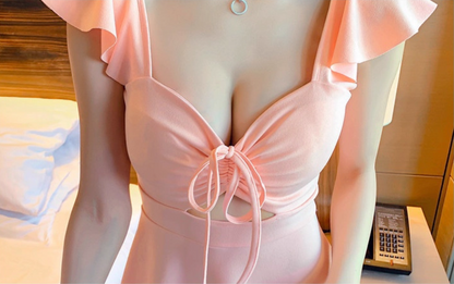 Alluring A-Line Pink Cinched-Waist Mini Skirt Newest Parties Outfit Flutter Strap Cutout Short Dress AP1646