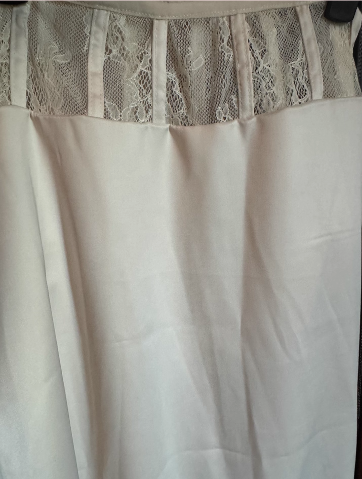 Elegant Ivory Pearl Embellished Bodycon Maxi Skirt Exquisite Beading Transparent Mesh Shoulder Two-Piece Set Halter Long Dress AP1694