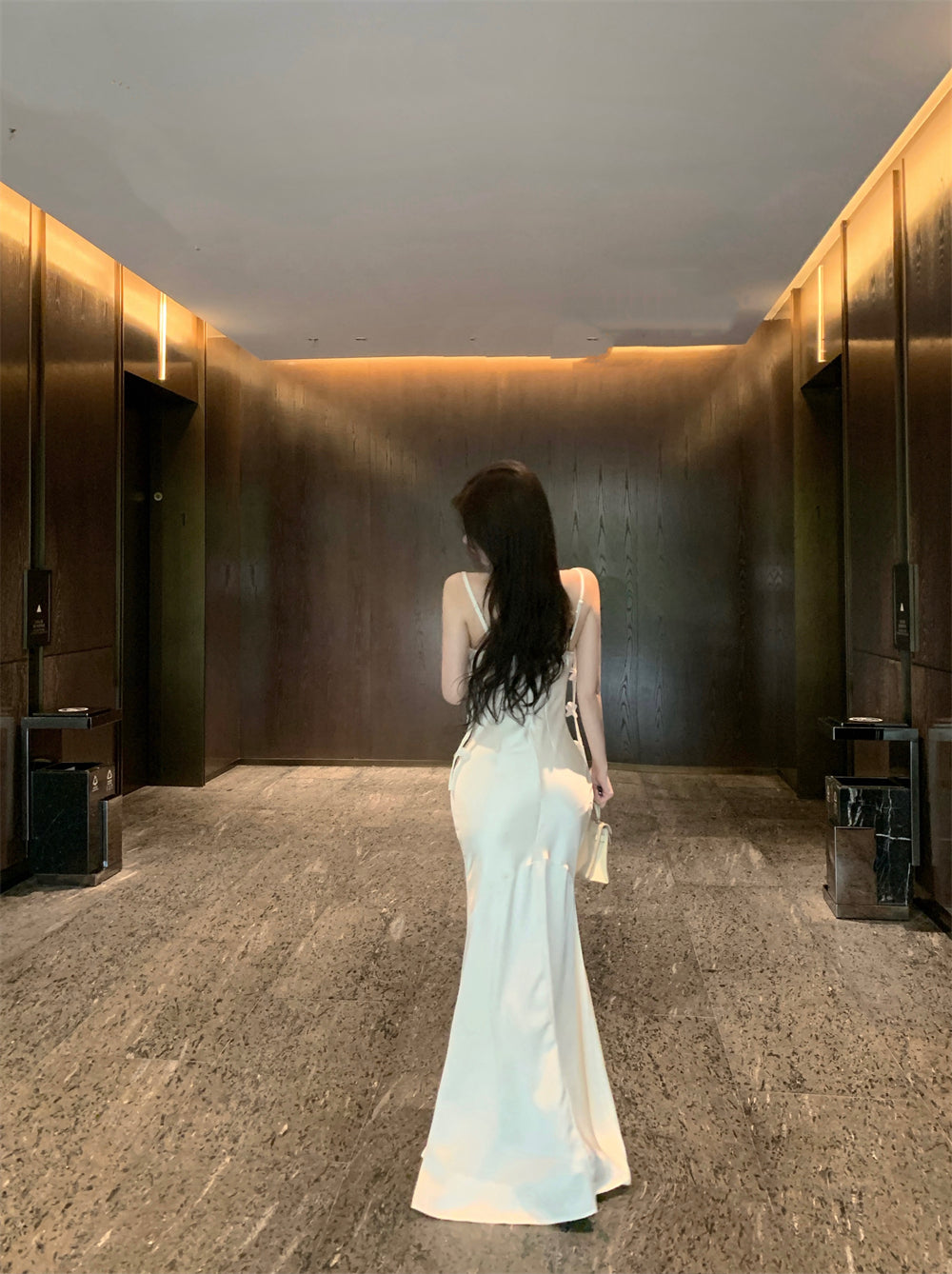 Ethereal Cream 3D Flower Accent Maxi Dress Elegant Sheath Mermiad Cowl Neck Spaghetti Straps Long Dress AP1972