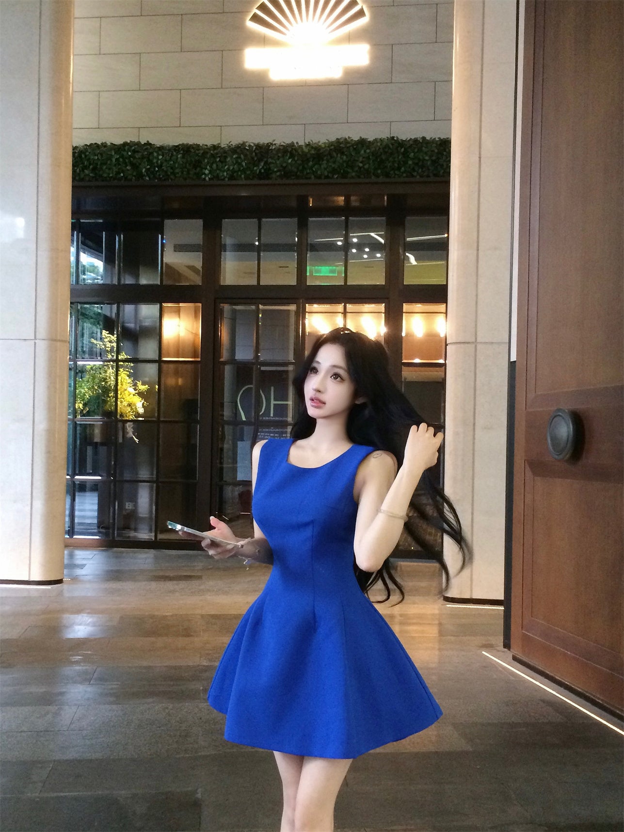 Vibrant Royal Blue Sleeveless Mini Skirt Vogue Party Nights Fit and Flared A-Line Short Dress AP2022