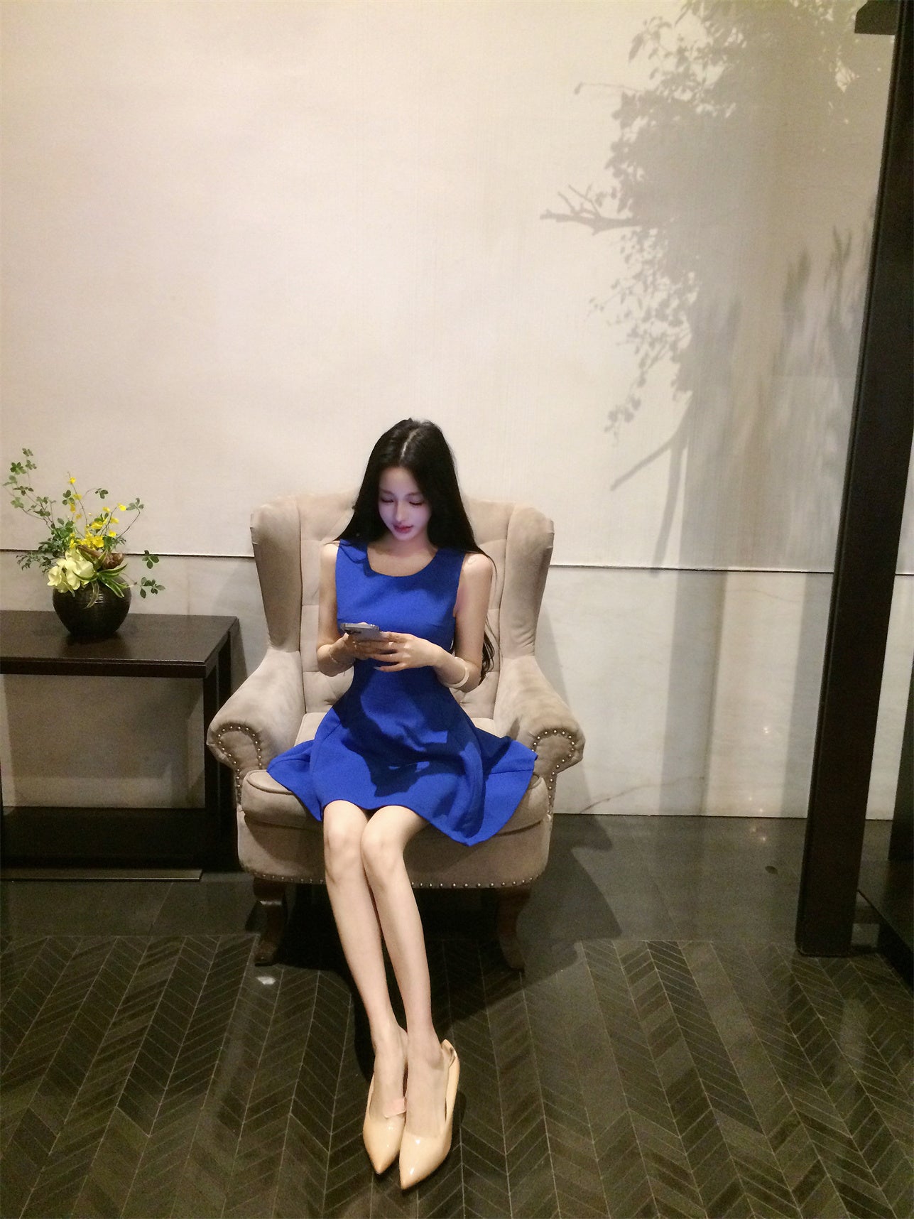 Vibrant Royal Blue Sleeveless Mini Skirt Vogue Party Nights Fit and Flared A-Line Short Dress AP2022