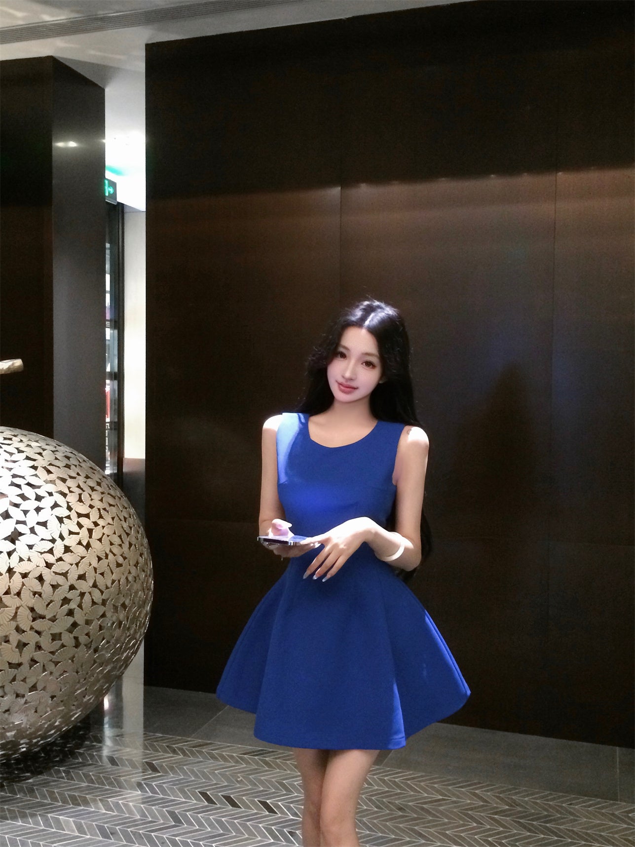 Vibrant Royal Blue Sleeveless Mini Skirt Vogue Party Nights Fit and Flared A-Line Short Dress AP2022