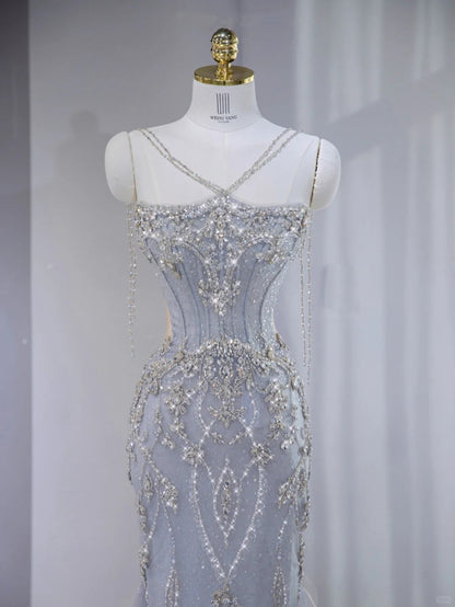 Opulent Purple & Pink Ombre Tulle Trim Mermaid Hem Maxi Dress Novelty Luxe Crystal Bead Design Side Cutouts Prom Dress AP2120