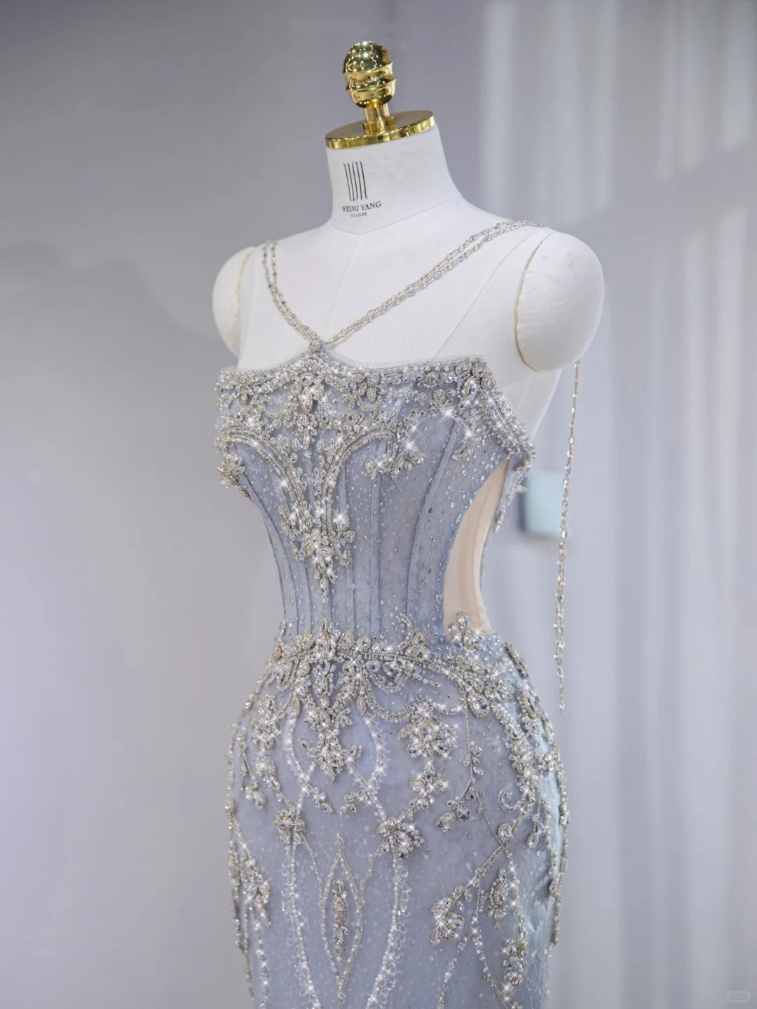 Opulent Purple & Pink Ombre Tulle Trim Mermaid Hem Maxi Dress Novelty Luxe Crystal Bead Design Side Cutouts Prom Dress AP2120