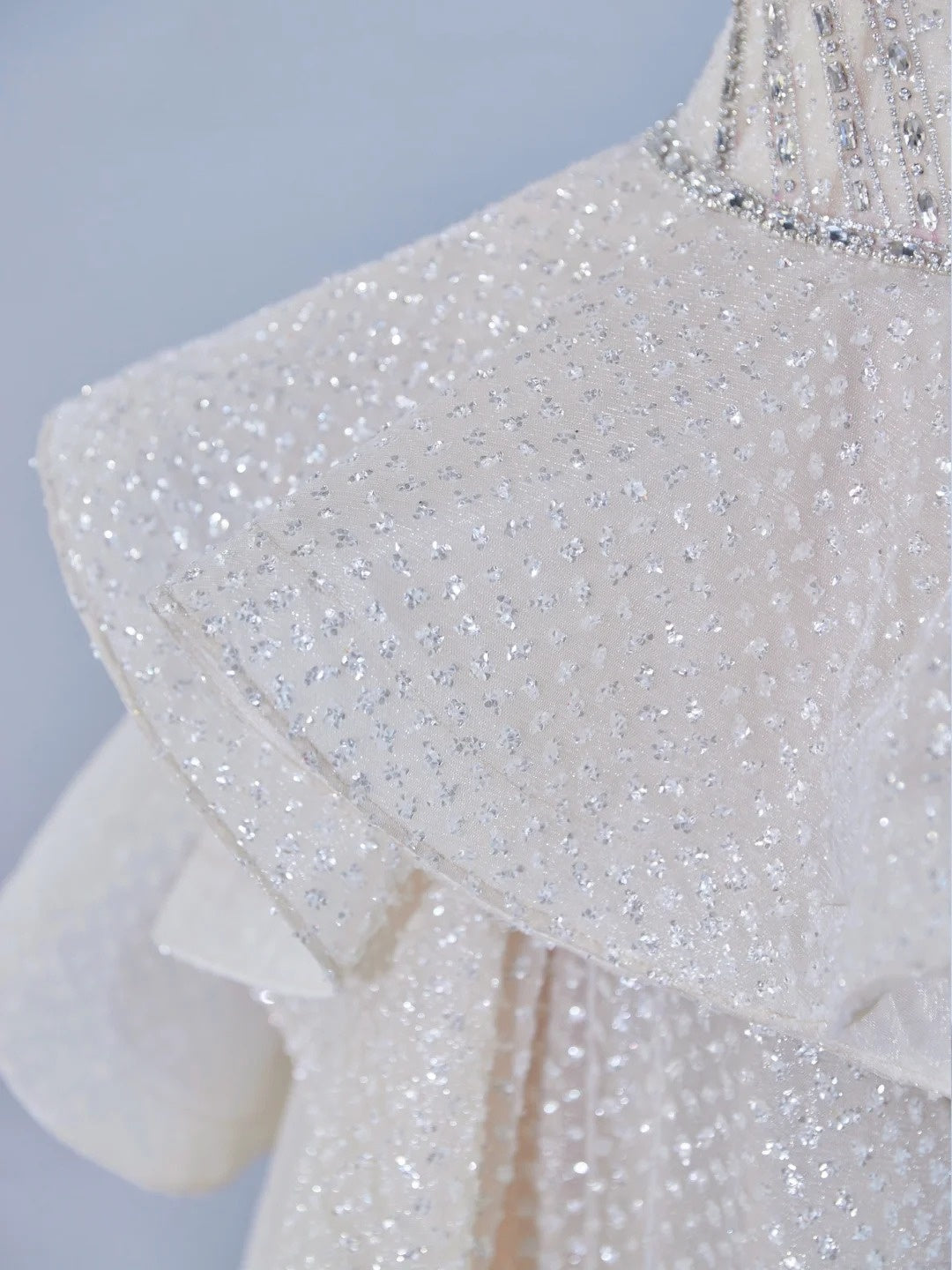 Alluring A-Line Strapless Ruffled Hem Maxi Dress Shimmering Beading Corset Bodice Asymmetric Hem Prom Dress AP2134