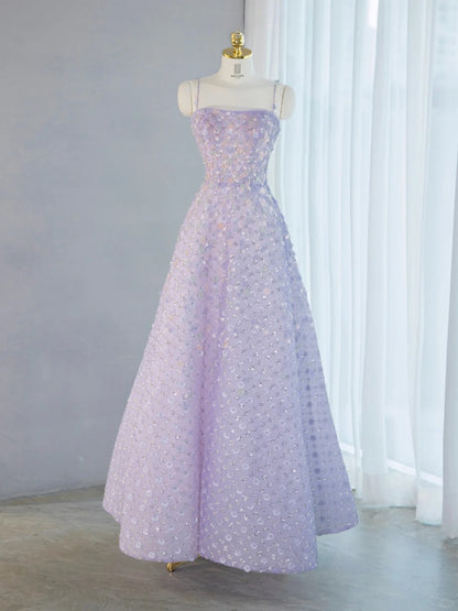 Charming Colorful Floral Print Beaded A-Line Maxi Dress Romantic Spaghetti Strap Mesh Trim Prom Dress AP2135