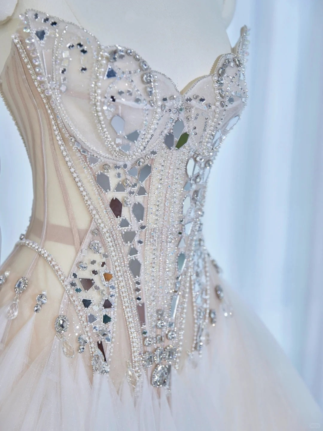 Exquisitely Handcrafted Strapless A-Line Maxi Dress Alluring Beading Corset Bodice Rhinestone Accent Prom Dress AP2137