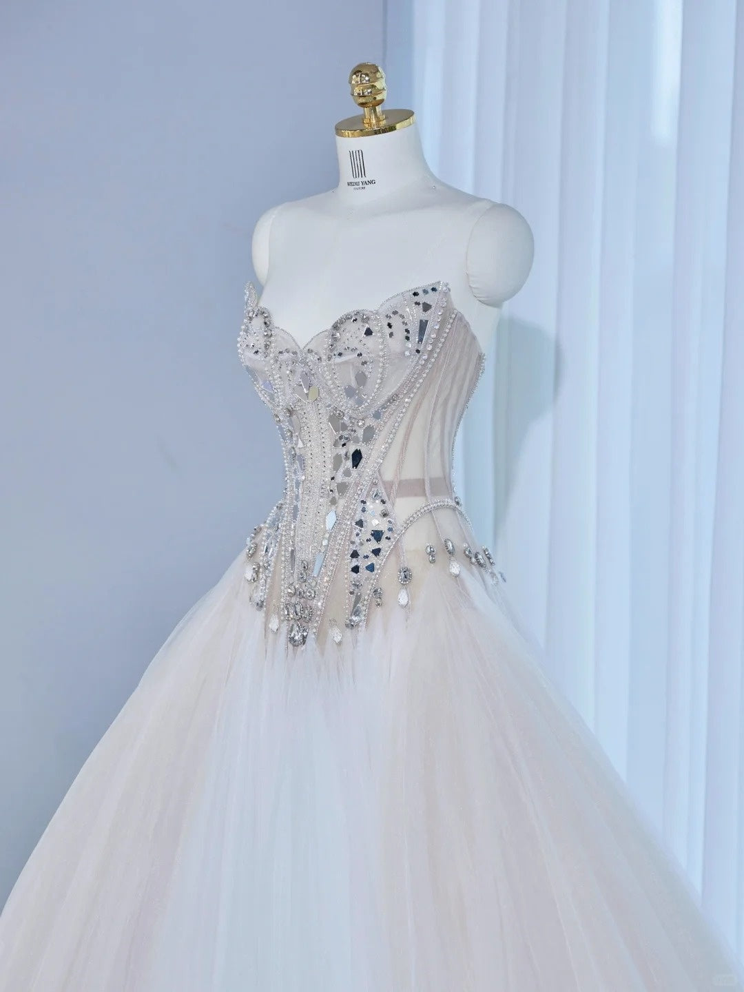 Exquisitely Handcrafted Strapless A-Line Maxi Dress Alluring Beading Corset Bodice Rhinestone Accent Prom Dress AP2137