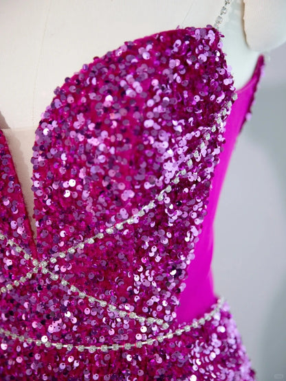 New Arrival Spaghetti Strap Zipper Back Mermaid Maxi Dress Alluring Glittering Sequins Accent Beading Prom Dress AP2145