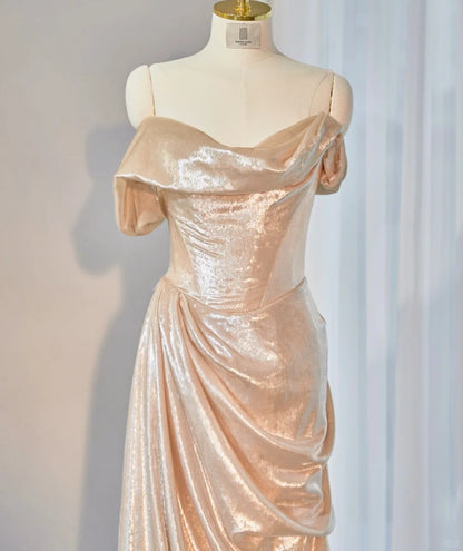 Classical Sheen Fabric Strapless Sheath Maxi Dress Elegant Ruched Neckline Floor length Prom Dress AP2147