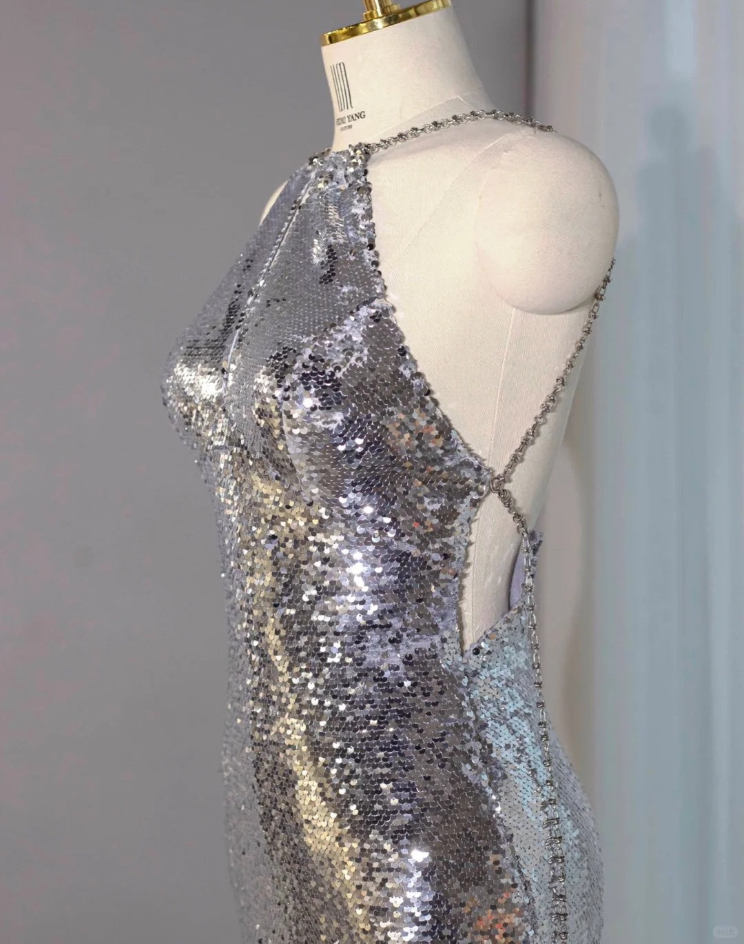 Romantic Silver All-Over Sequin Cutout Pink Feather Trim Maxi Dress Vintage Rhinestone Straps Open Back Prom Dress AP2157