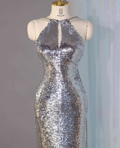 Romantic Silver All-Over Sequin Cutout Pink Feather Trim Maxi Dress Vintage Rhinestone Straps Open Back Prom Dress AP2157