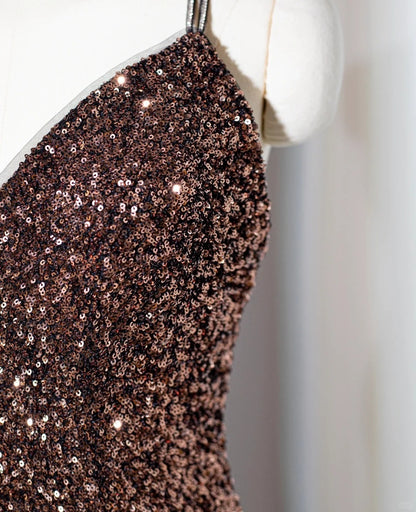 Vintage Beading Spaghetti Strap Mesh Trimmed Maxi Dress Vogue Glamorous All-Over Sequin Crisscross Open Back Prom Dress AP2160