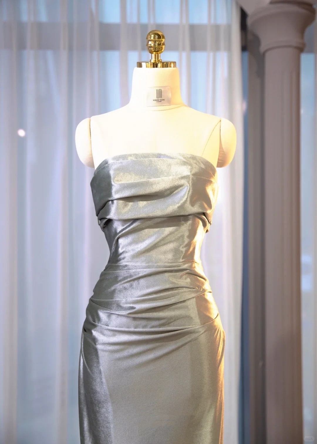 Glamorous Sheath Strapless Backless Maxi Dress Stylish Ruched Details Bow Accent at Back Prom Dress AP2176