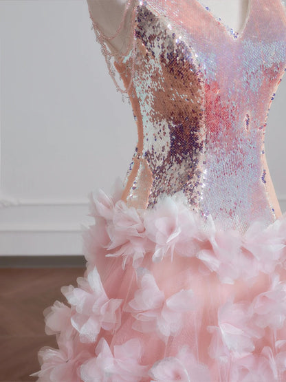 Glamorous Applique A-Line V-Neck Stunning Sequins Prom Dress AP2234