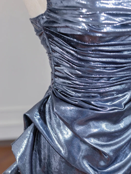 Glamorous Shimmering Fabric Strapless Ruched Bodice A-Line Prom Dress AP2252