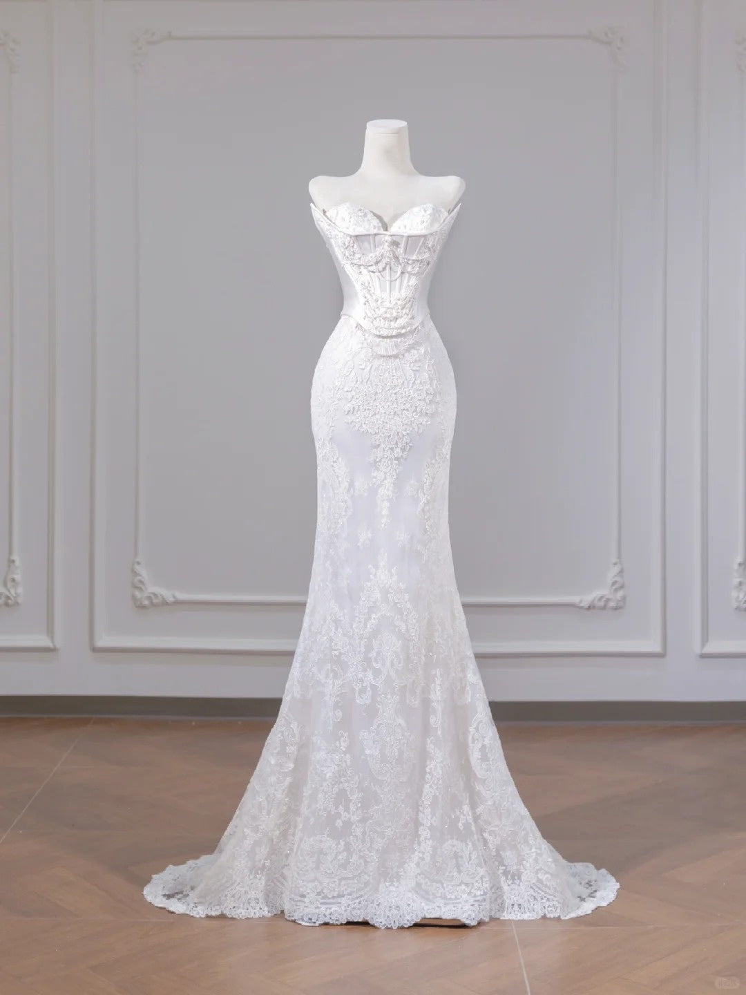 Classical Sweetheart Neck Beading Bridal Gowns Applique Mermaid Lace Wedding Dress AP2255
