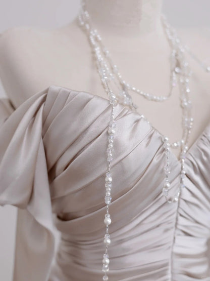 Classical Long Sleeve Off-Shoulder Ruched Bodice Mermaid Hem Prom Dress AP2269