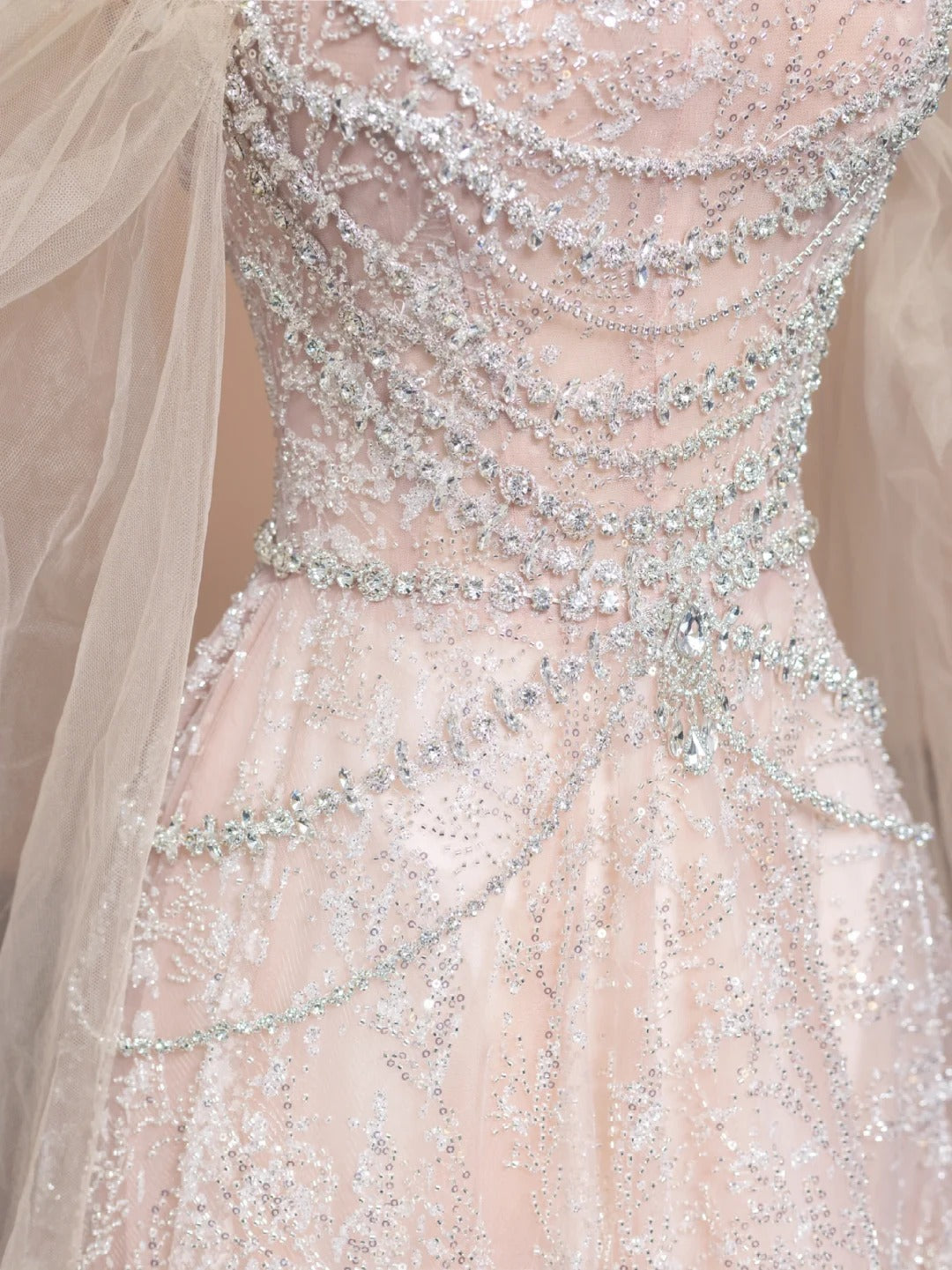 Ethereal A-Line Beading Tulle Trim Off-Shoulder Sparkling Sequins Prom Dress AP2280