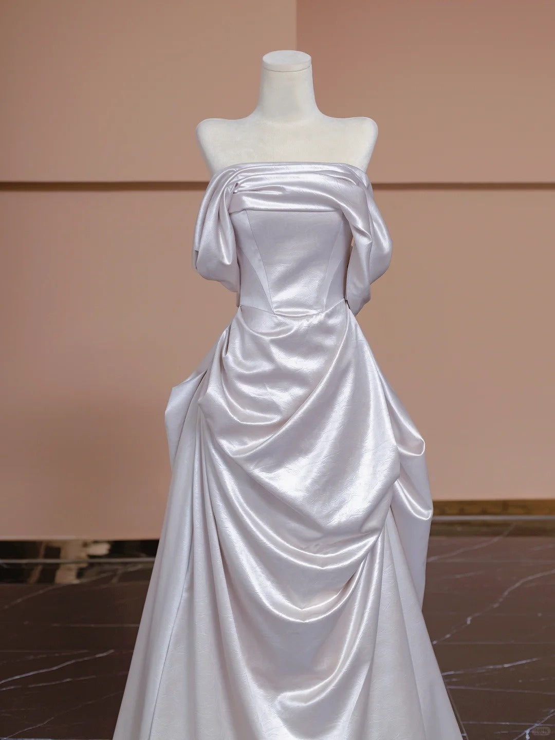 Elegant Shimmering Fabric Off-Shoulder Draped A-Line Prom Dress AP2284