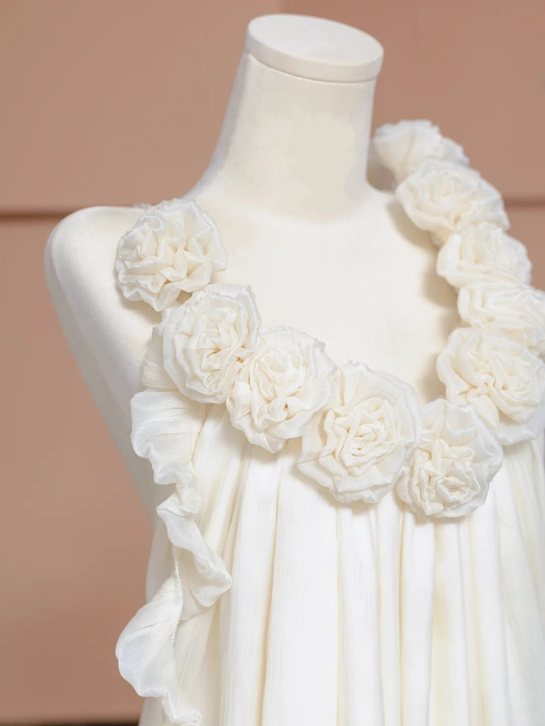 Glamorous 3D Floral Trim Spaghetti Strap Ruffles Ribbon Backless Floor Length A-Line Prom Dress AP2288