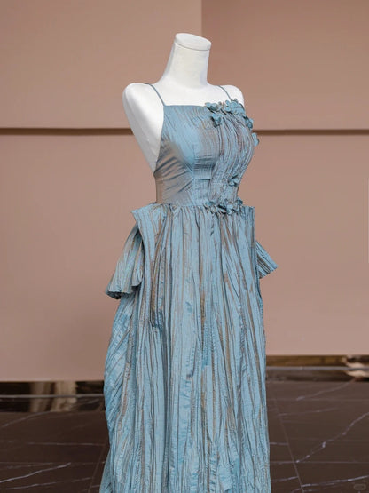 Charming A-Line Ruffle Evening Gowns Spaghetti Strap Crisscross Back Prom Dress AP2300