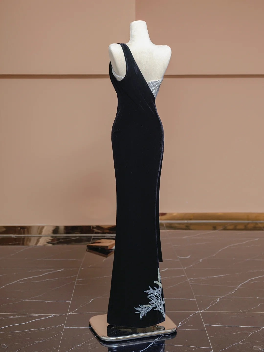 Vintage One Shoulder Evening Long Dress  Beading Sequins Mermaid Prom Dress AP2301