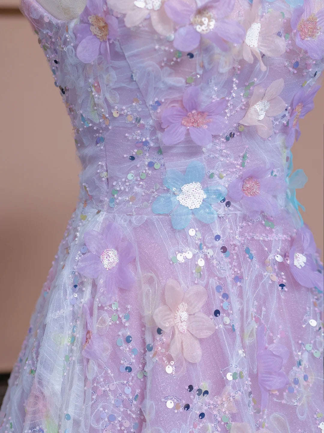 Luxurious A-Line Square Neck Purple Evening Gowns Applique Sequins Beading Prom Dress AP2305