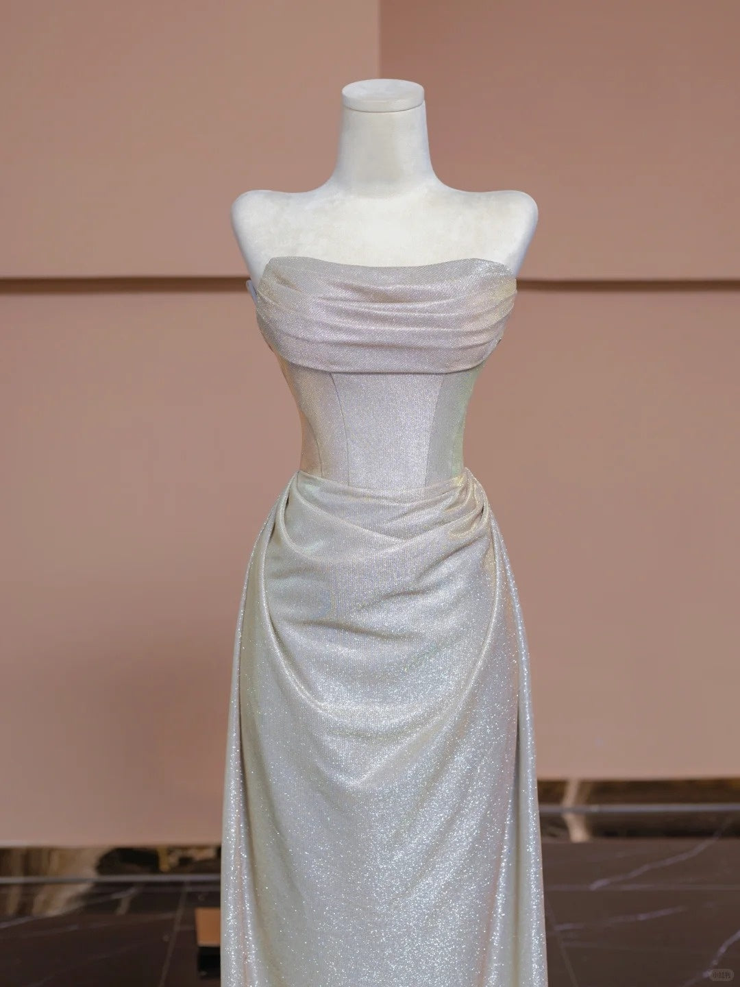 Romantic Strapless Pleated Evening Gowns Sheen Sheath Long Prom Dress AP2311