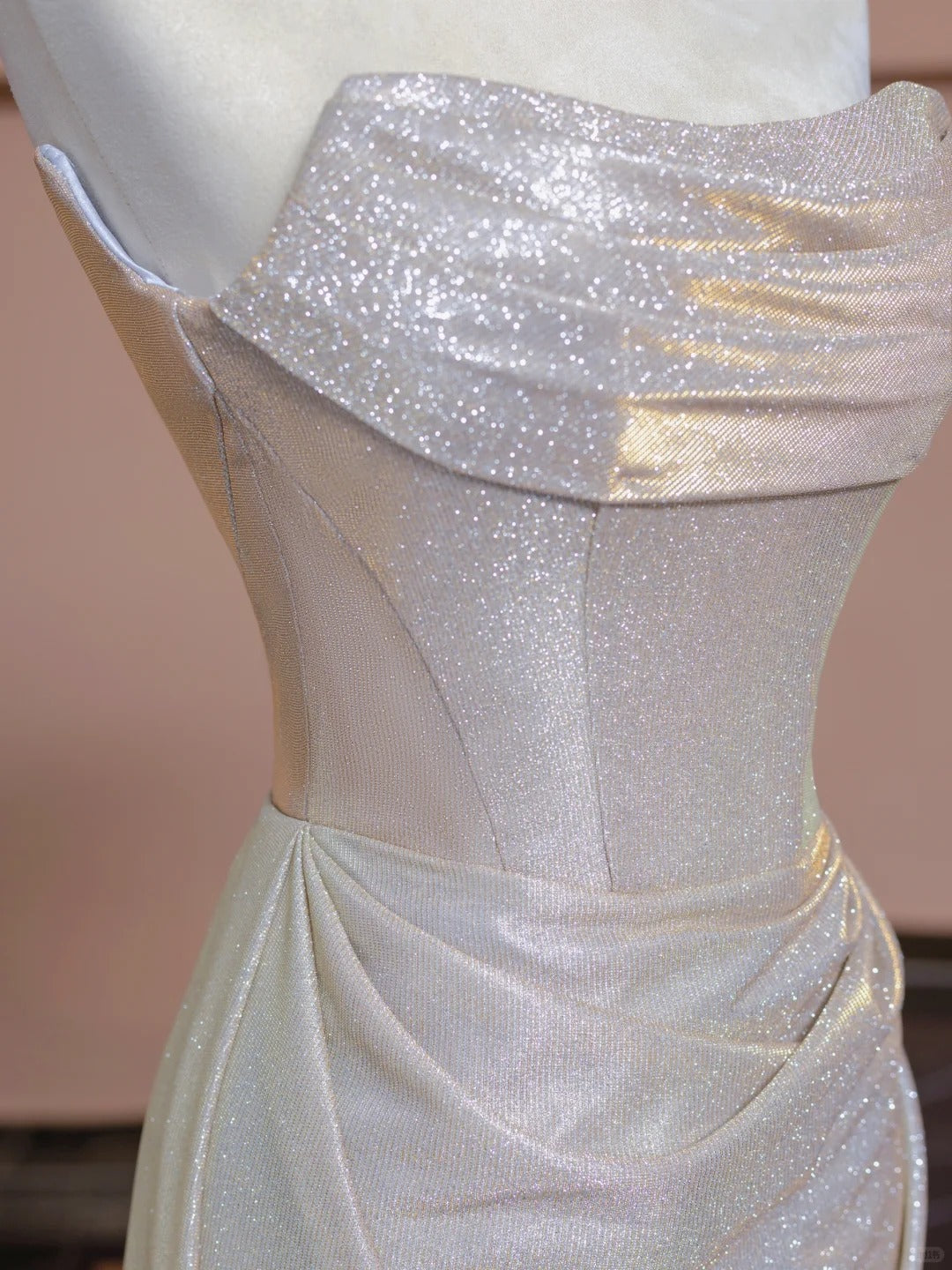 Romantic Strapless Pleated Evening Gowns Sheen Sheath Long Prom Dress AP2311