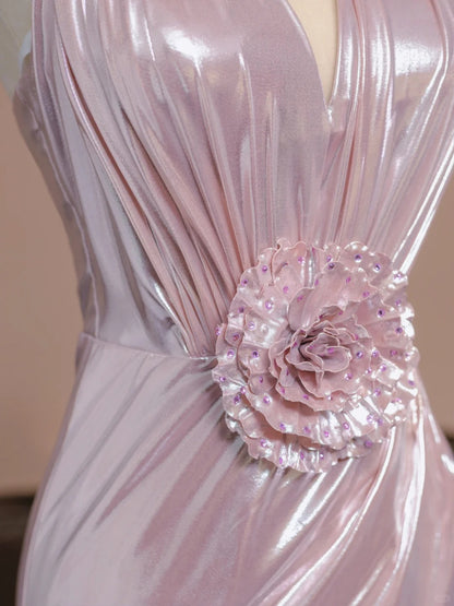 Alluring Halter Neck Evening Gowns Handmade Flowers Sequins Mermaid Prom Dress AP2314