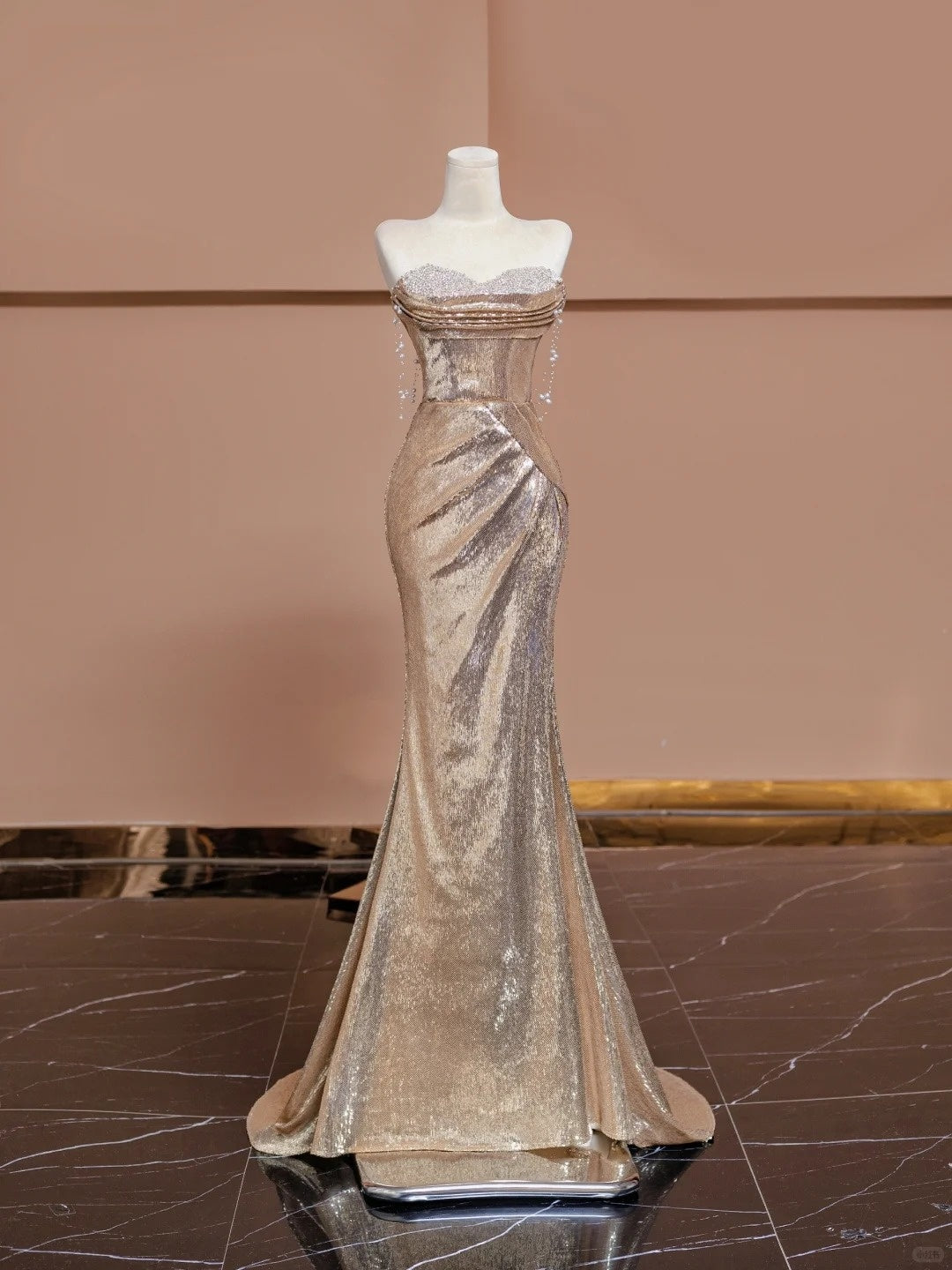 Vogue Mermaid Off-Shoulder Formal Dress Sequins Beading Prom Dress AP2320