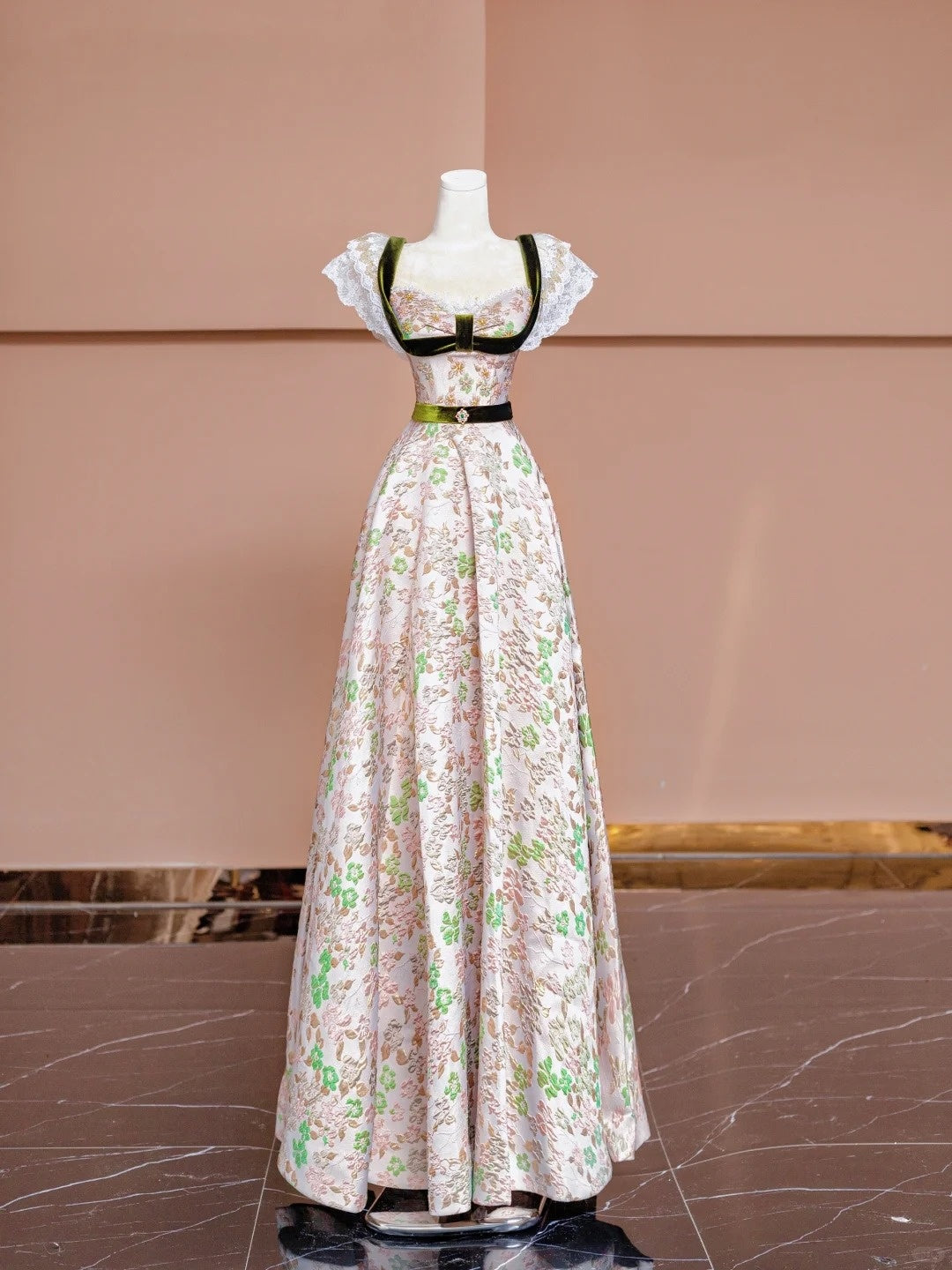 French Style A-Line Square Neck Formal Dresses Applique Lace Beading Rhinestone Prom Dress AP2323