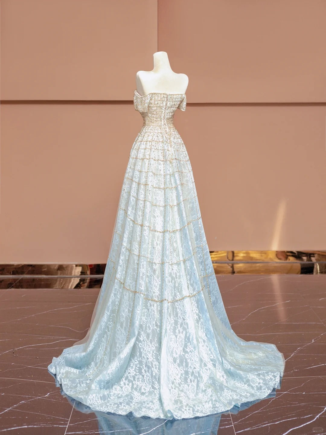 Sweet A-Line Off-Shoulder Evening Gowns Beading Rhinestone Floor Length Long Prom Dress AP2341