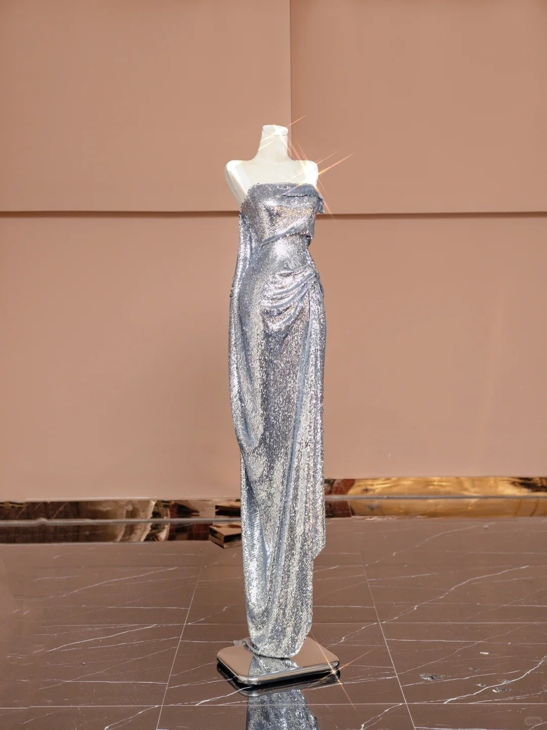 Novelty Illusion Neck Sheath Evening Gowns Sequins Gathered Prom Dress AP2342