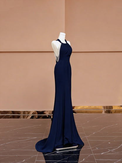 Classical Mermaid Halter Neck Formal Dresses Red Backless Beading Prom Dress AP2350