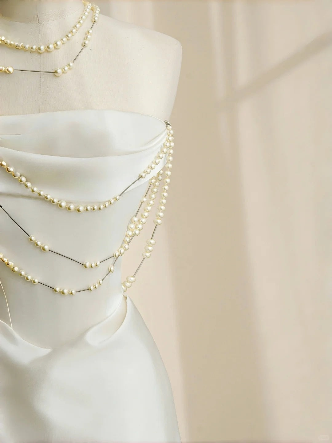 Gorgeous Strapless A-Line Bridal Gowns Ruched Satin Bading Wedding Dress AP2388