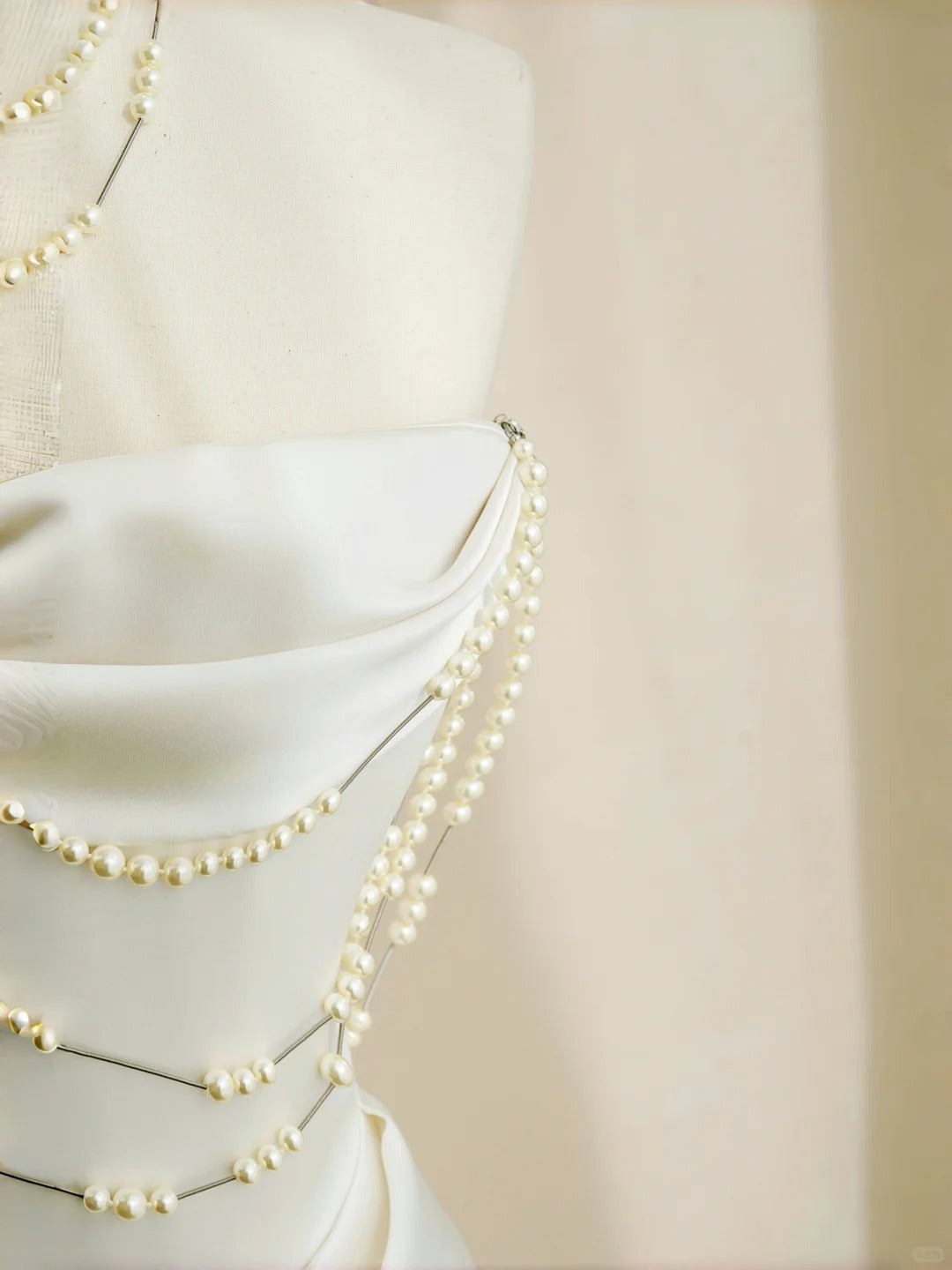 Gorgeous Strapless A-Line Bridal Gowns Ruched Satin Bading Wedding Dress AP2388