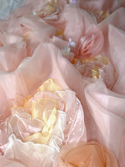 Glamorous Strapless A-Line Applique Evening Gowns Sequins Beading Handmade Flowers Prom Dress AP2405