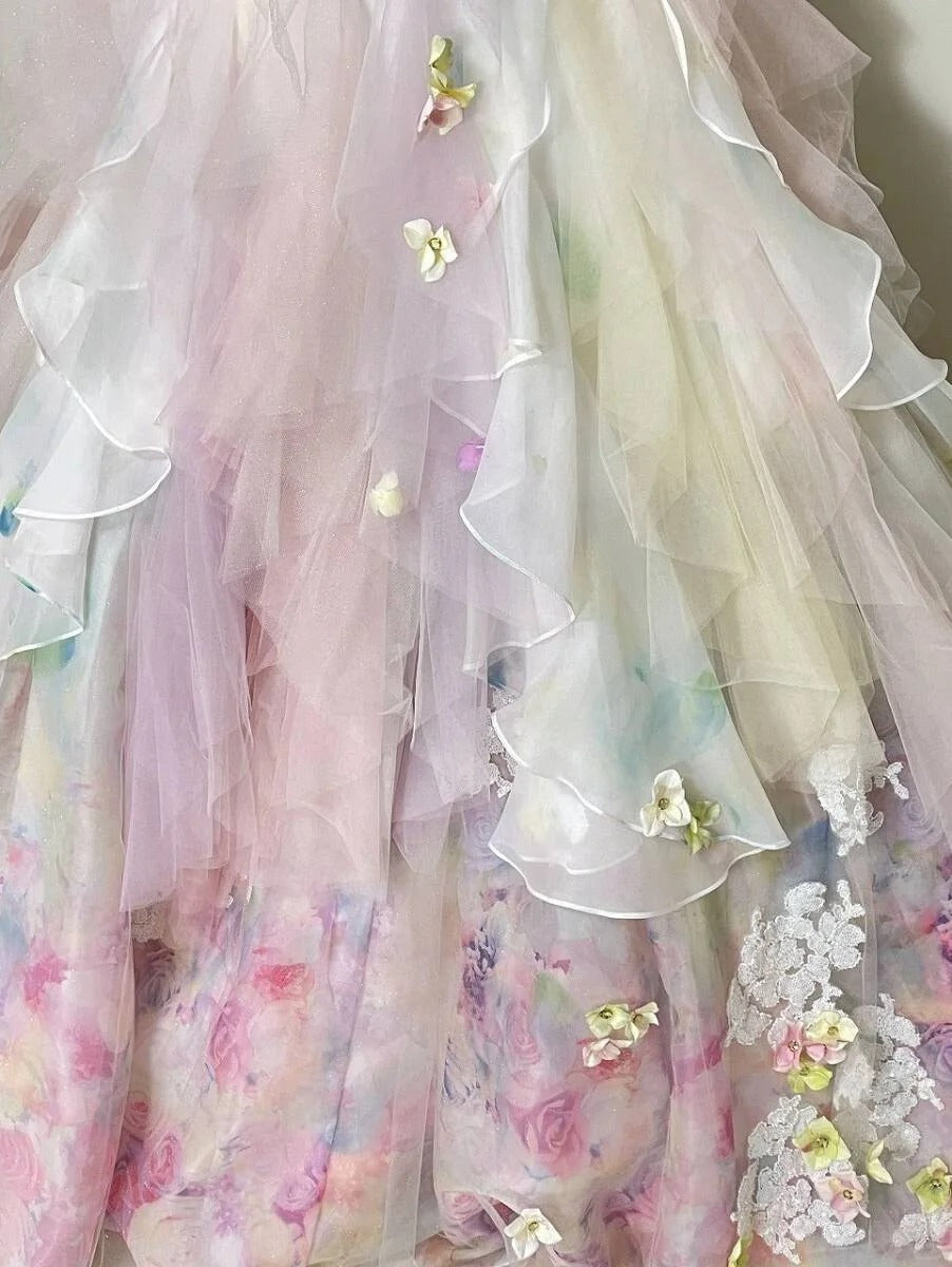 Charming A-Line Strapless Long Evening Gowns Applique Beading Crystals Prom Dress AP2417