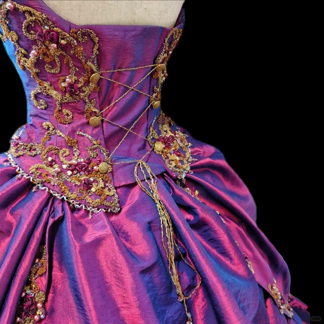 Stunning A-Line Strapless Evening Gowns Beading Sequins Applique Prom Dress AP2419