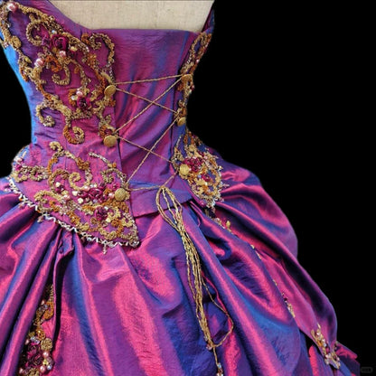 Stunning A-Line Strapless Evening Gowns Beading Sequins Applique Prom Dress AP2419