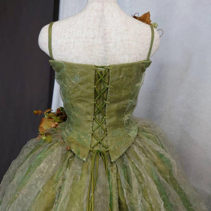 Stunning Spaghetti Strap A-Line Evening Gowns Sequins Handmade Flowers Ruched Tulle Prom Dress AP2423