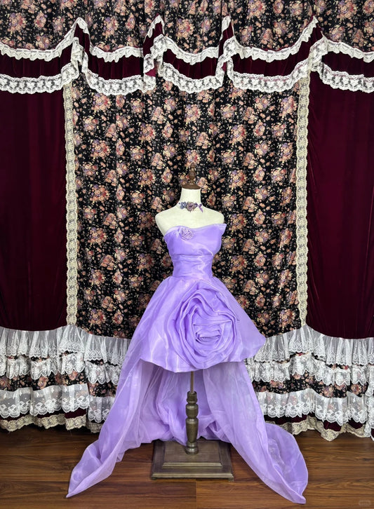 Glam A-Line Birthday Party Outfit Strapless Handmade Flowers Hi-Lo Length Homecoming Dress AP2430