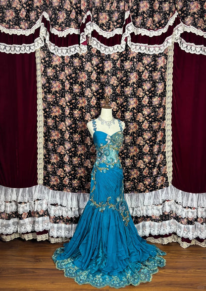 Charming Mermaid Spaghetti Straps Applique Formal Dresses Beaded Sequins Rhinestone Prom Dress AP2432